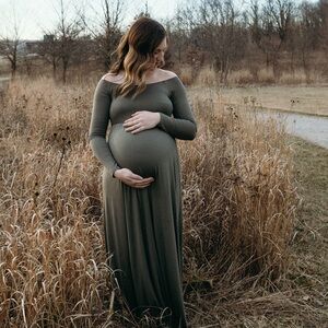 Pink Blush Maternity Dress in Olive Size S